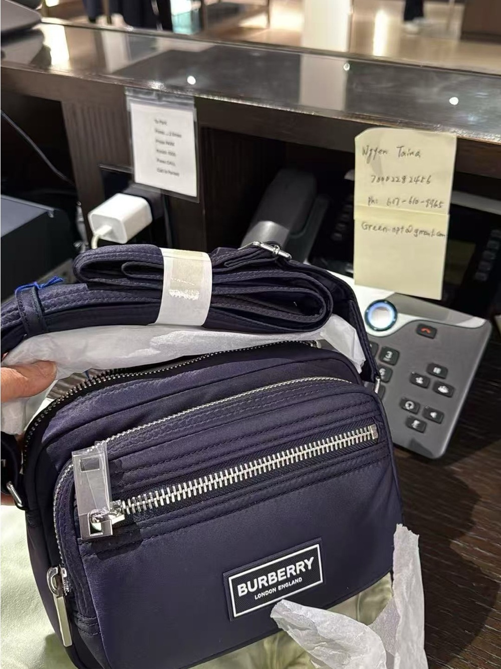 NWT Burberry Men's Navy Crossbody Bag